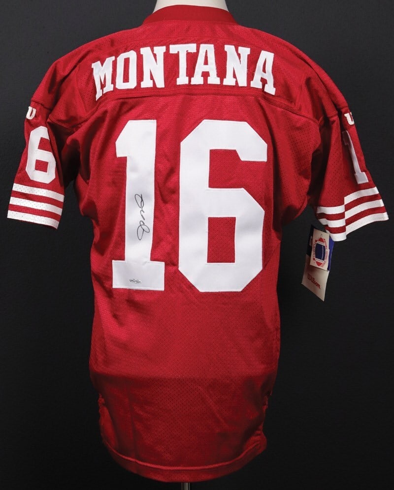 Joe Montana Signed 49ers Jersey with Upper Deck Authentication: Joe Montana Signed 49ers Jersey with Upper Deck Authentication This authentic San Francisco 49ers jersey is signed by legendary quarterback Joe Montana, a must-have for any football fan or collector. 