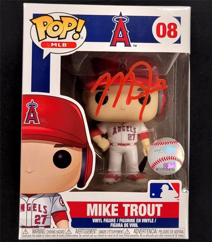 Mike Trout Signed Funko Pop! #08 Angels MLB Authenticated Collectible: Mike Trout Signed Funko Pop! #08 Angels MLB Authenticated Collectible This Funko Pop! figure features a clean autograph from Mike Trout, renowned player of the Los Angeles Angels. It is an original pr