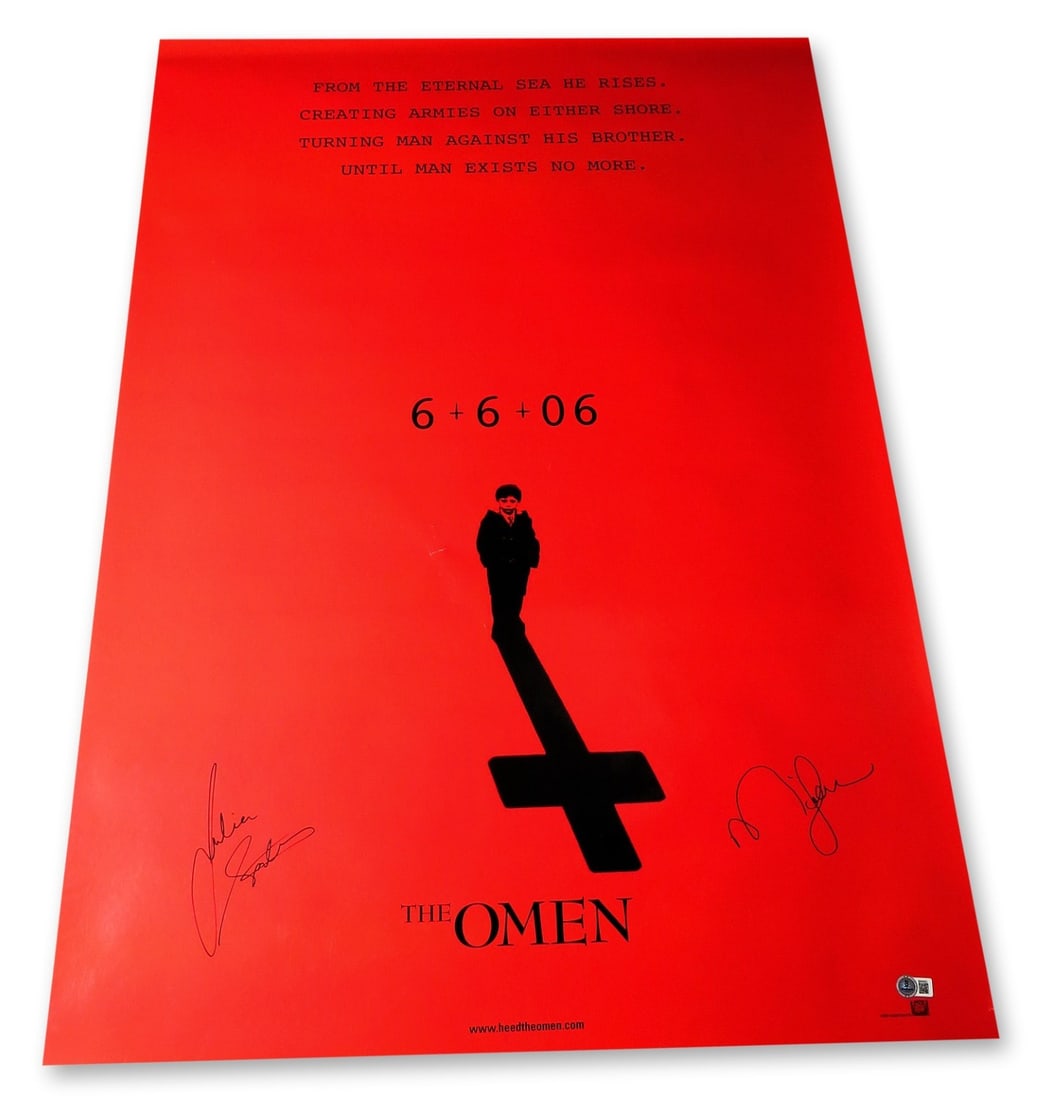 Julia Styles Mia Farrow Autographed 27x40 Omen Poster Beckett Authenticated (1 of 5)