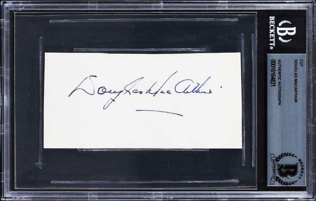 Douglas MacArthur Signed Cut Signature 2.15x4 Slabbed Beckett Authenticated (1 of 5)