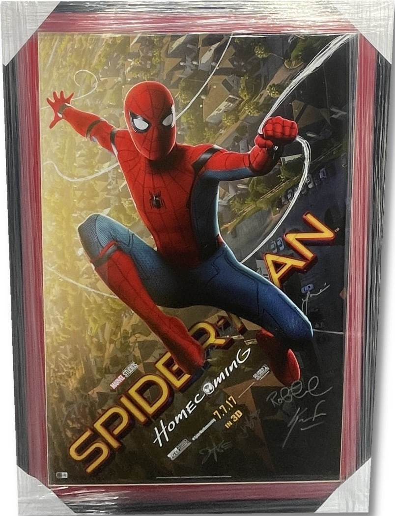 Spider-Man Homecoming Signed 27x40 Cast Poster Framed Beckett Authenticated: Spider-Man Homecoming Signed 27x40 Cast Poster Framed Beckett Authenticated This original 27x40 poster from Spider-Man Homecoming features the signatures of Tom Holland, Zendaya, Robert Downey Jr., La