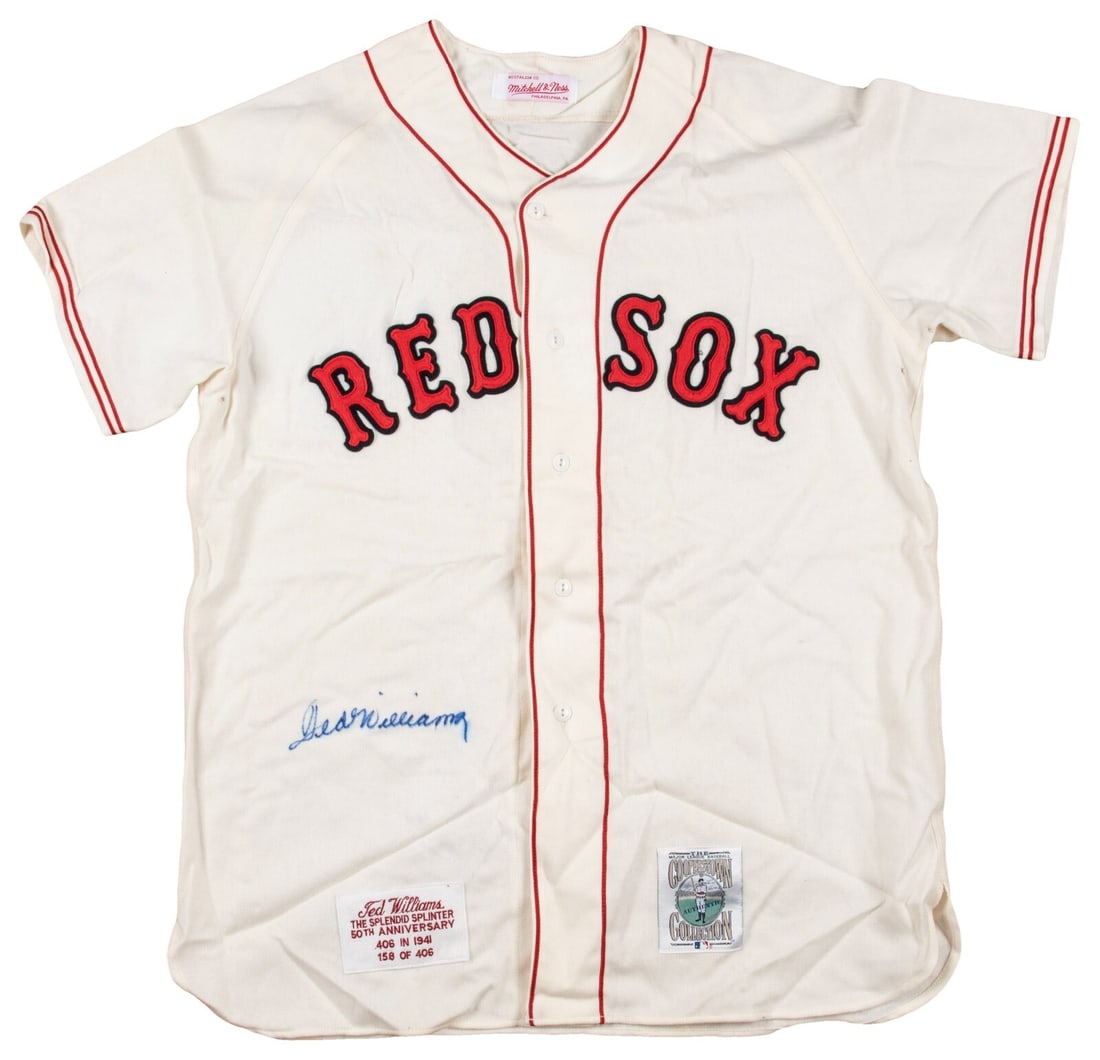 Ted Williams Signed Boston Red Sox Jersey with Beckett COA: Ted Williams Signed Boston Red Sox Jersey with Beckett COA Celebrate the legacy of baseball legend Ted Williams with this signed Mitchell and Ness Cooperstown Collection 1941 Boston Red Sox game model
