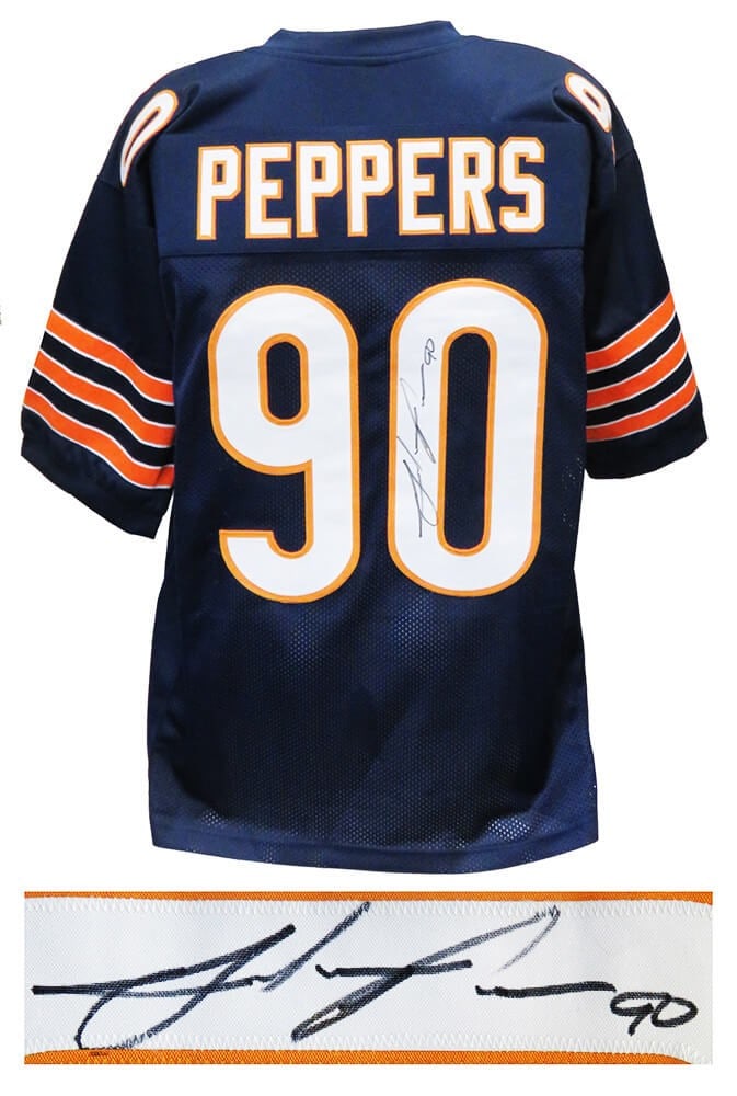 Julius Peppers Signed Navy Jersey Chicago Bears with COA: Julius Peppers Signed Navy Jersey Chicago Bears with COA Celebrate the legacy of Julius Peppers with this signed navy custom football jersey from the Chicago Bears. This original item features the aut