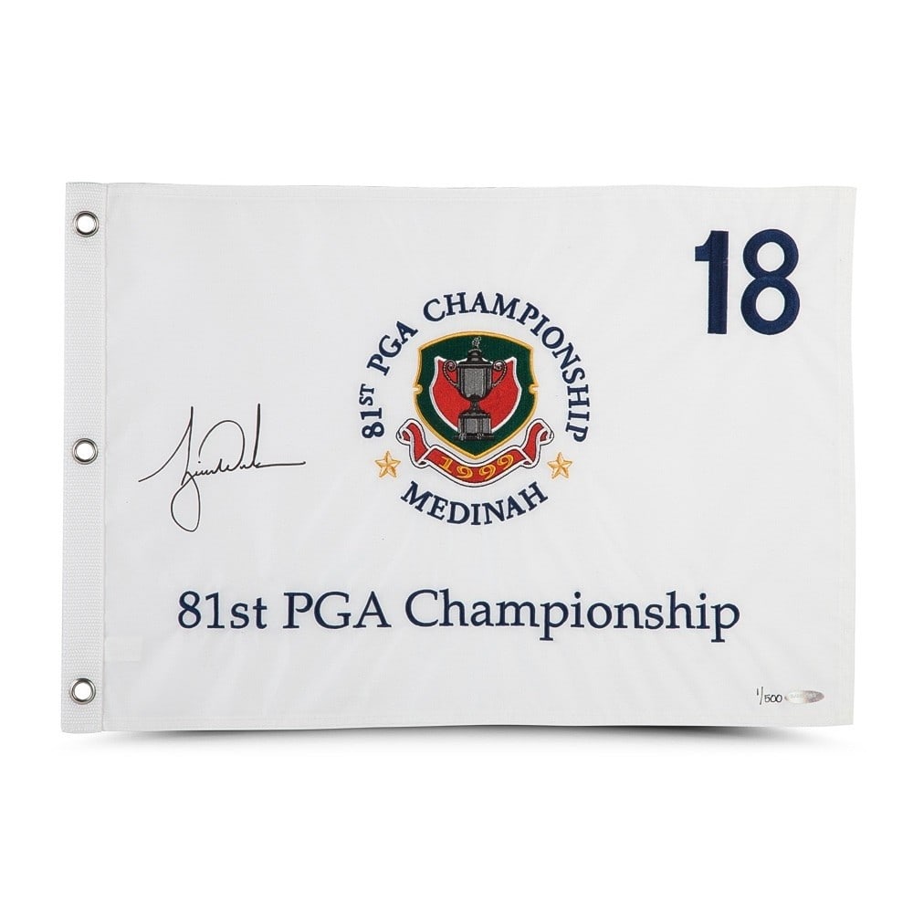 Tiger Woods Autographed 1999 PGA Championship Flag Limited Edition #/500 (1 of 4)