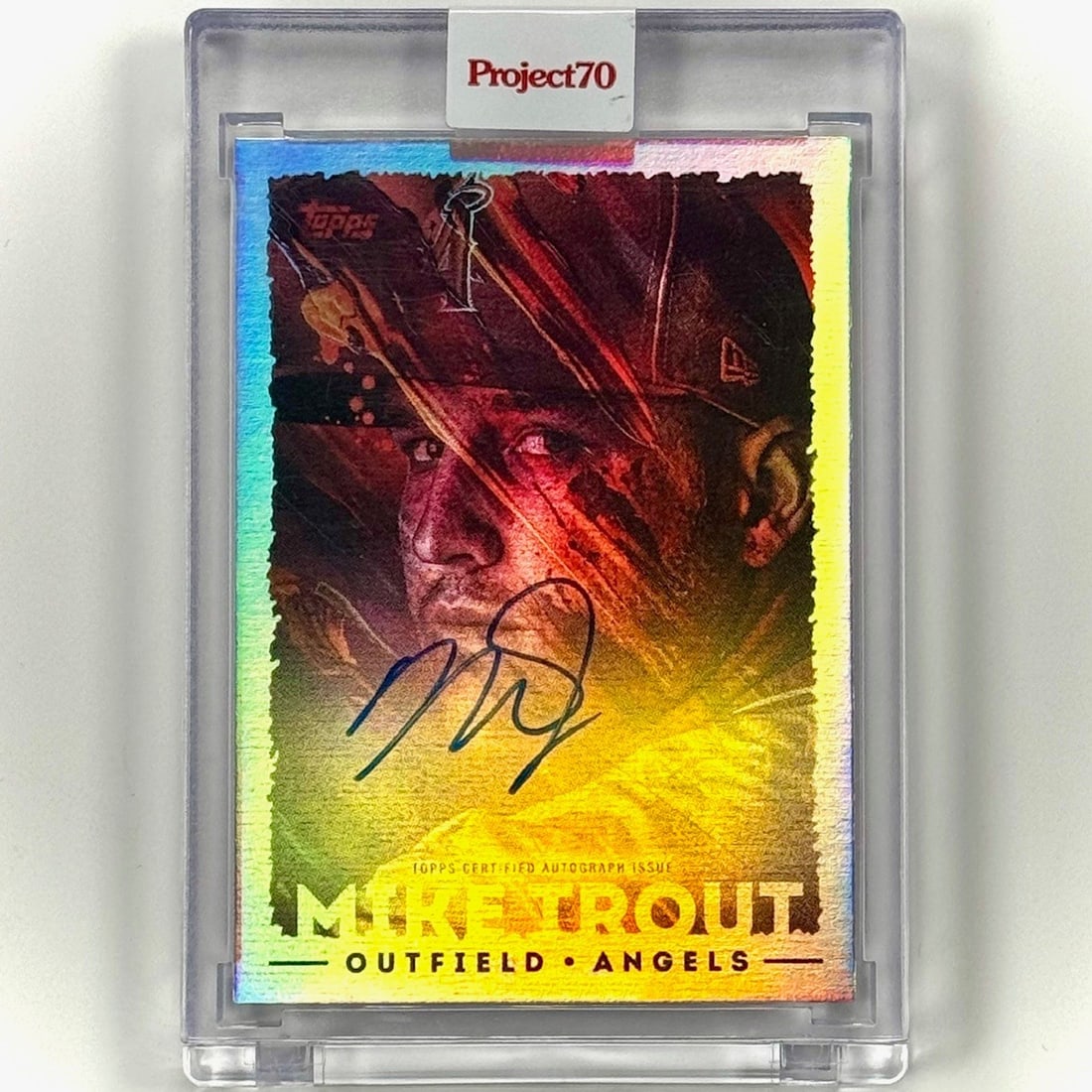 Topps Project 70 Mike Trout Autographed Card Limited Edition #50/70: Topps Project 70 Mike Trout Autographed Card Limited Edition #50/70 This limited edition sports trading card features an on-card autograph of MLB star Mike Trout from the 2021 Topps Project 70 set. Th