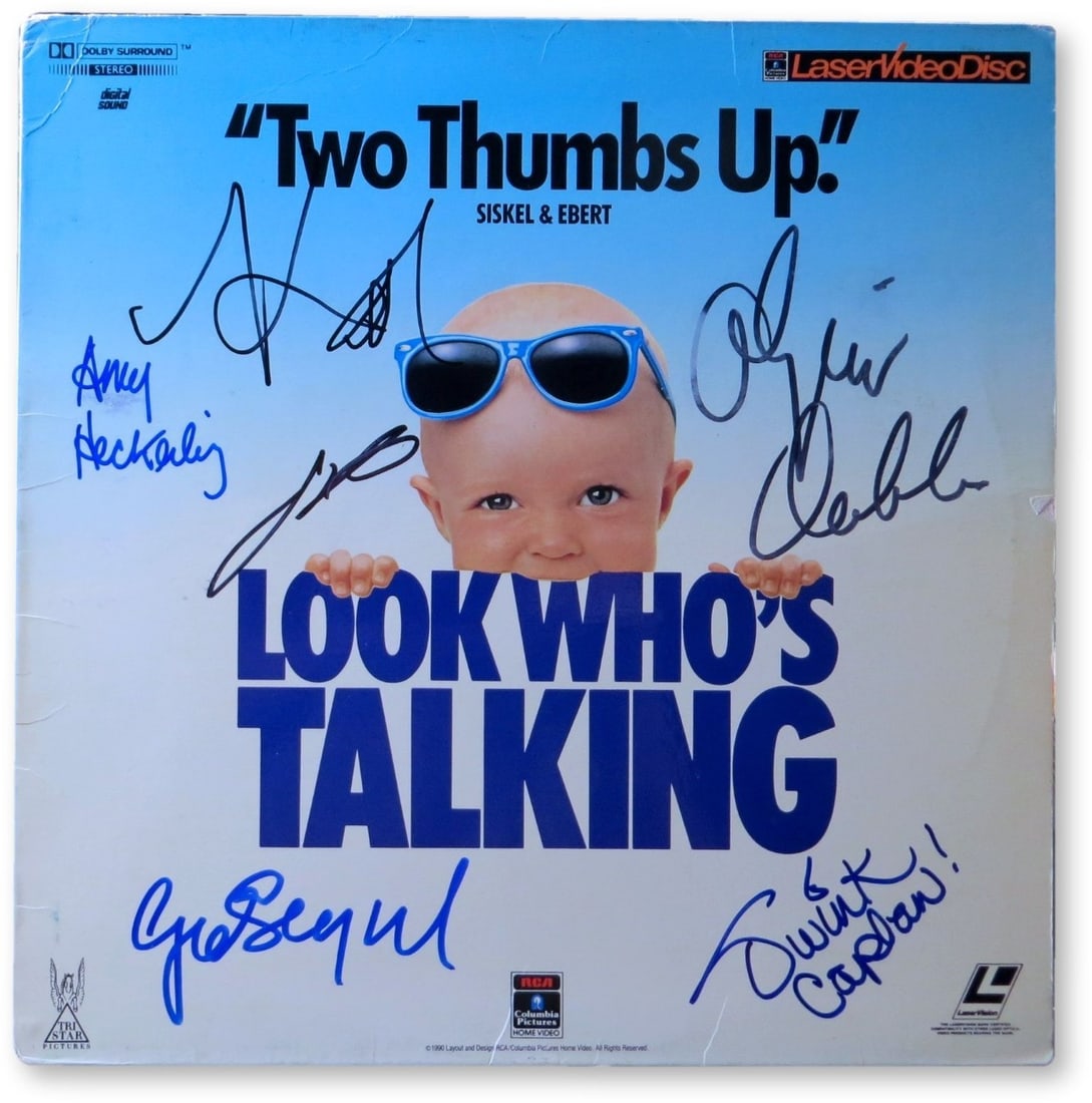 Look Who's Talking Multi Signed Laserdisc Cover JSA Authenticated: Look Who's Talking Multi Signed Laserdisc Cover JSA Authenticated This item features a multi-autographed cover of the Laserdisc for the beloved film "Look Who's Talking." The cover is signed by notabl