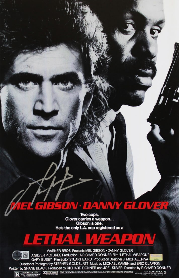 Mel Gibson Signed Lethal Weapon 11x17 Mini Movie Poster Beckett COA: Mel Gibson Signed Lethal Weapon 11x17 Mini Movie Poster Beckett COA This authentic 11x17 mini movie poster photo features the signature of Mel Gibson, renowned for his role in the iconic film 'Lethal 