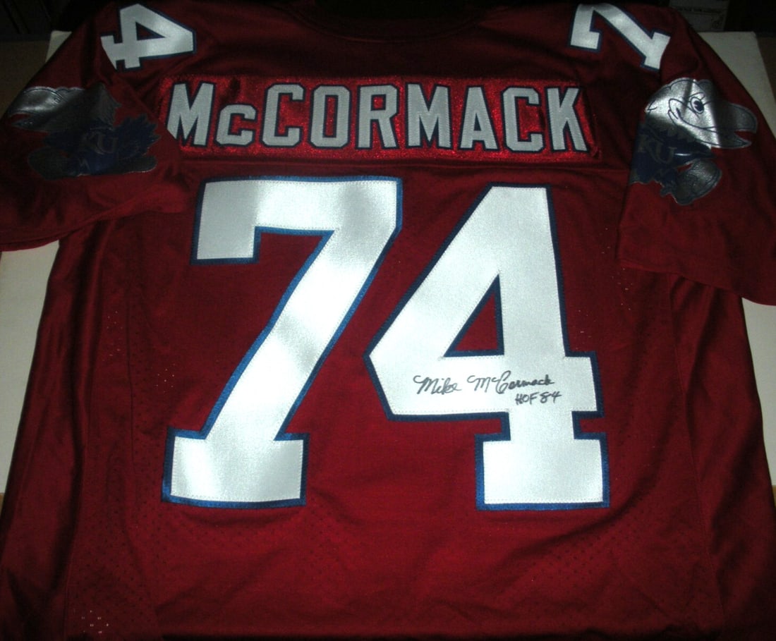 Mike McCormack Signed Kansas Jayhawks Adidas Jersey with COA: Mike McCormack Signed Kansas Jayhawks Adidas Jersey with COA This is an officially licensed Adidas jersey from the Kansas Jayhawks, personally signed by Mike McCormack. The jersey is a collectible ite