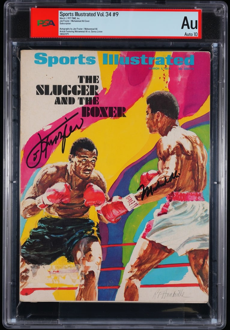1971 Sports Illustrated Magazine Signed by Ali and Frazier PSA DNA Auto 10: 1971 Sports Illustrated Magazine Signed by Ali and Frazier PSA DNA Auto 10 This is an original 1971 Sports Illustrated magazine featuring dual signatures from boxing legends Joe Frazier and Muhammad A