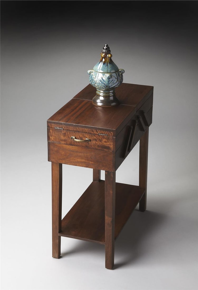 Butler Dirzo Storage Table Transitional Acacia Wood 27.5H 13W 38.5D (1 of 4)