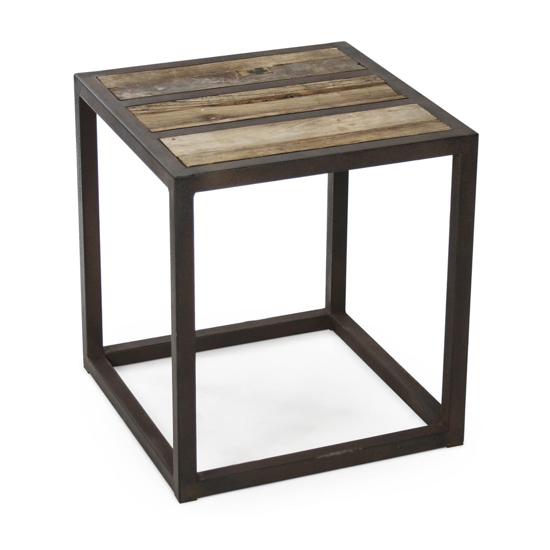 Zentique Liesbeth Stool Rustic European Elm Pouf Ebony Finish (1 of 1)