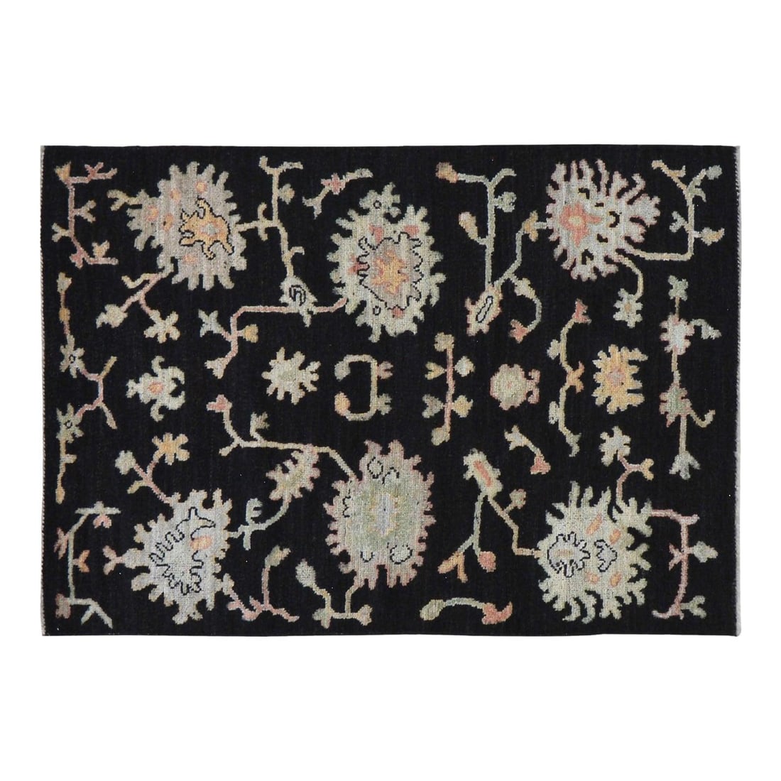 4'1 x 6'1 Oushak Wool Rug Hand Knotted Turkish Traditional Design (1 of 4)