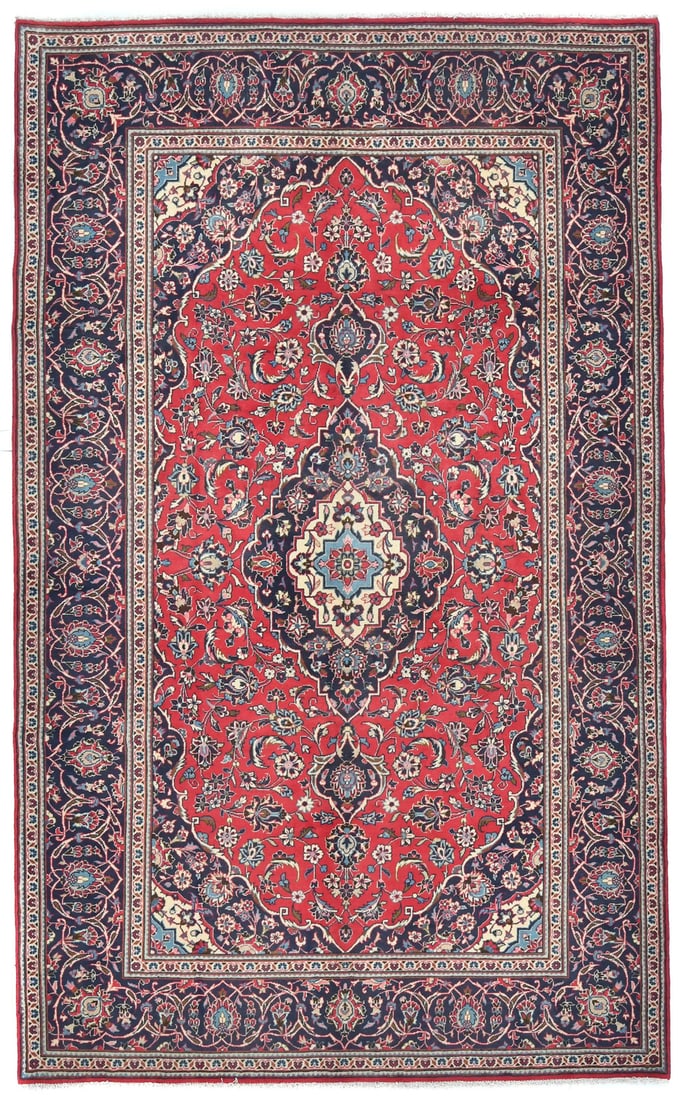 Hand-Knotted Wool Oriental Area Rug Floral Pattern 6'4 x 10'2 Vintage Carpet: Hand-Knotted Wool Oriental Area Rug Floral Pattern 6'4 x 10'2 Vintage Carpet This vintage handmade floral Oriental rug features a classic design and vibrant colors, including red, purple-navy, cream, 