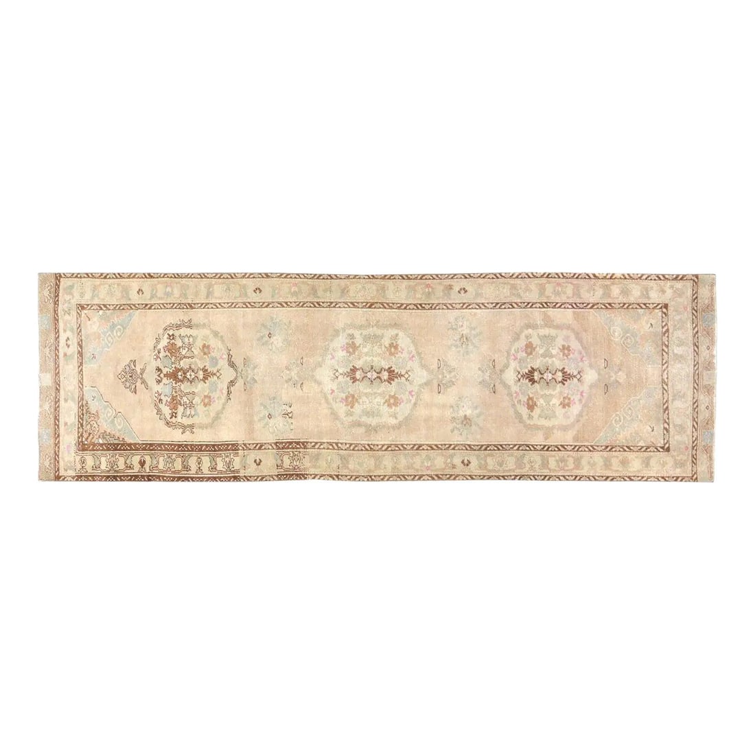 Anatolian Wool Runner Rug Hand Knotted 3'2'' x 10'10'' Vintage Turkish: Anatolian Wool Runner Rug Hand Knotted 3'2'' x 10'10'' Vintage Turkish This vintage Turkish Anatolian rug is hand-knotted from wool using traditional techniques, blending classic artistry with modern 