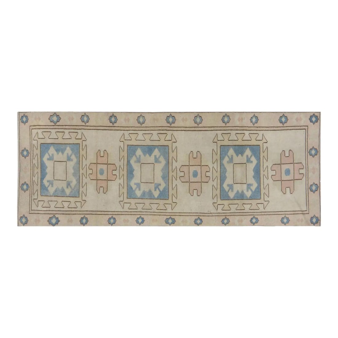 Hand Knotted Wool Anatolian Runner Rug 2'7" x 7'1" Vintage Turkish: Hand Knotted Wool Anatolian Runner Rug 2'7" x 7'1" Vintage Turkish This vintage Turkish Anatolian rug is hand-knotted from wool using traditional techniques, offering a blend of classic artistry and c