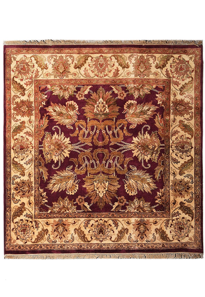 Handmade Ziglar Burgundy Wool Area Rug 72 x 72 Inch Square Pakistan: Handmade Ziglar Burgundy Wool Area Rug 72 x 72 Inch Square Pakistan Free continental US Shipping This handmade Ziglar rug features a square shape and is crafted from high-quality natural wool. Showcas