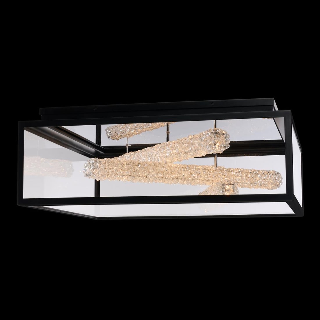 Kalco Esterno Cristallo 32 Inch Matte Black Outdoor Flush Mount Light: Kalco Esterno Cristallo 32 Inch Matte Black Outdoor Flush Mount Light Transform your outdoor space with Kalco's Elegant Matte Black Outdoor Light, a stunning addition to your exterior decor. This cont