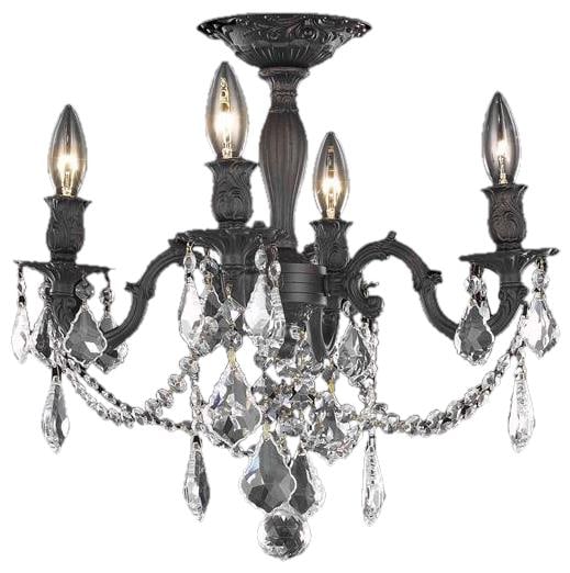 Elegant Lighting Rosalia Flush-Mount Light Dark Bronze Crystal 4-Bulb: Elegant Lighting Rosalia Flush-Mount Light Dark Bronze Crystal 4-Bulb Illuminate your space with the Luxurious Dark Bronze Rosalia Light Fixture, designed in an elegant Austrian Empire Style. This flu