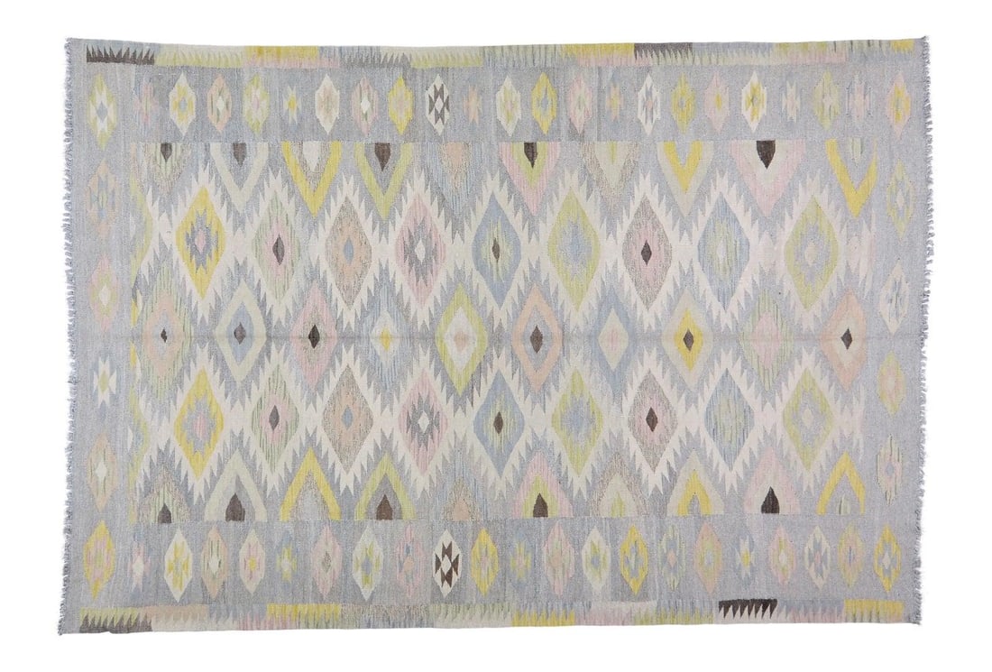 Vintage Maimana Kilim Rug Geometric Afghan Wool 5'7" x 8'1" (1 of 5)