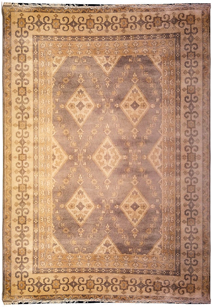 6' x 9' Hand-Knotted Chobi Rug Light Gray Blue Oushak Design: 6' x 9' Hand-Knotted Chobi Rug Light Gray Blue Oushak Design Free continental US Shipping Transform your space with this stunning 6' x 9' Hand-Knotted Chobi Rug in Light Gray Blue Geometric Oushak. Ex