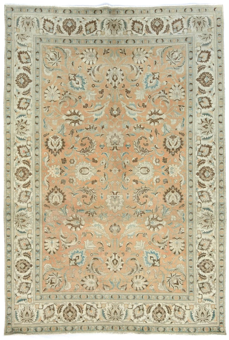 Vintage 8x12 Handmade Wool Oriental Rug Distressed Floral Design: Vintage 8x12 Handmade Wool Oriental Rug Distressed Floral Design Transform your space with this stunning 8'0" x 11'8" semi-antique handmade wool oriental rug. Featuring a distressed muted design in a 