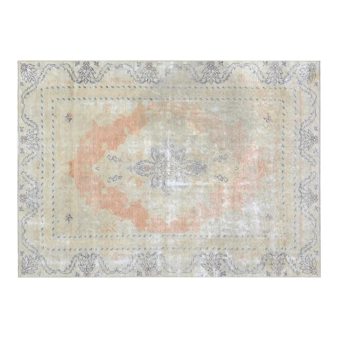 Hand-Knotted Wool Anatolian Rug in Almond 3'5 x 5' Turkish Vintage: Hand-Knotted Wool Anatolian Rug in Almond 3'5 x 5' Turkish Vintage This vintage Turkish Anatolian rug is hand-knotted from wool, showcasing traditional craftsmanship with a timeless design. Durable, s