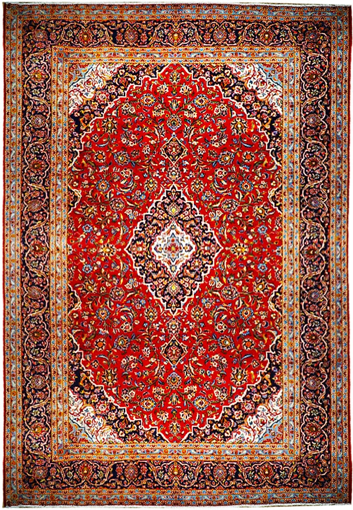 Handcrafted 9.9' x 13.2' Persian Kashan Rug in Red: Handcrafted 9.9' x 13.2' Persian Kashan Rug in Red Free continental US Shipping Enhance your living space with this exquisite 9.9' x 13.2' Persian Kashan rug, handcrafted by skilled artisans in Iran. 