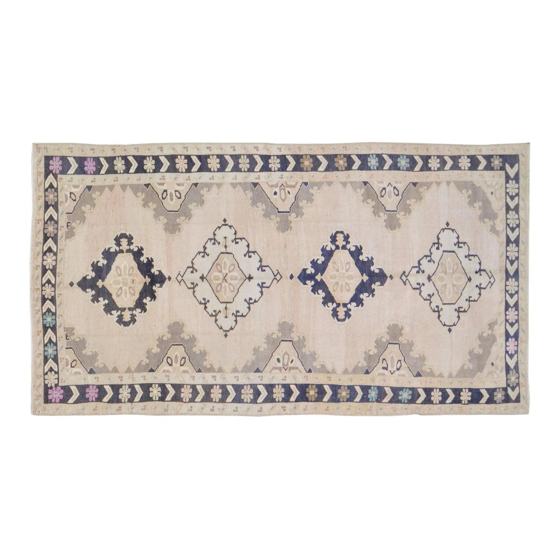 Turkish Oushak Wool Runner Rug Hand Knotted Natural Tan 5'x10' Vintage: Turkish Oushak Wool Runner Rug Hand Knotted Natural Tan 5'x10' Vintage This vintage Turkish Oushak runner rug from the 1960s features a hand-knotted tribal design with natural colors and a fine weave.