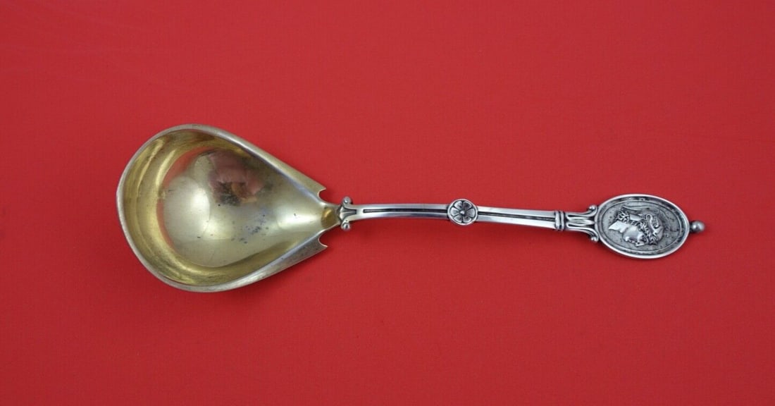 Wendt Medallion Sterling Silver Gravy Ladle Gold Washed 8 3/4 inches (1 of 2)