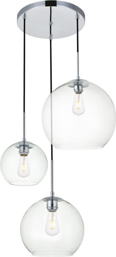 Elegant Baxter Chrome Pendant Light 3 Bulb Transitional Style (1 of 1)