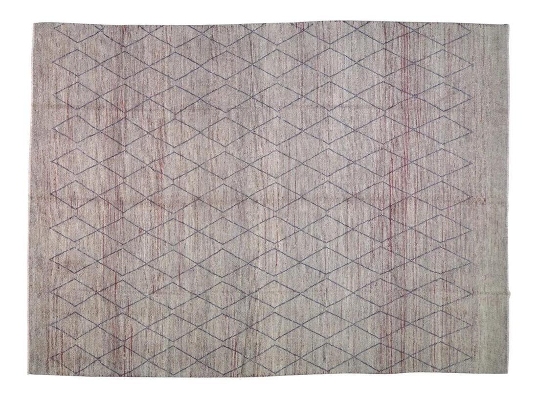 10'4 x 14'2 Beni Ourain Wool Rug in Gray Hand Knotted Moroccan Style (1 of 7)