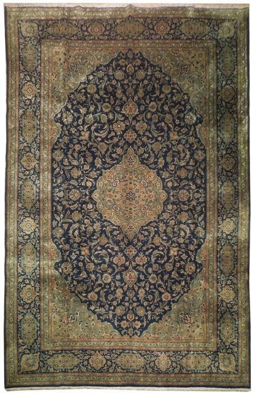 Elegant Vintage Navy Blue Persian Kashan Rug 8.2 x 11.7 ft (1 of 6)