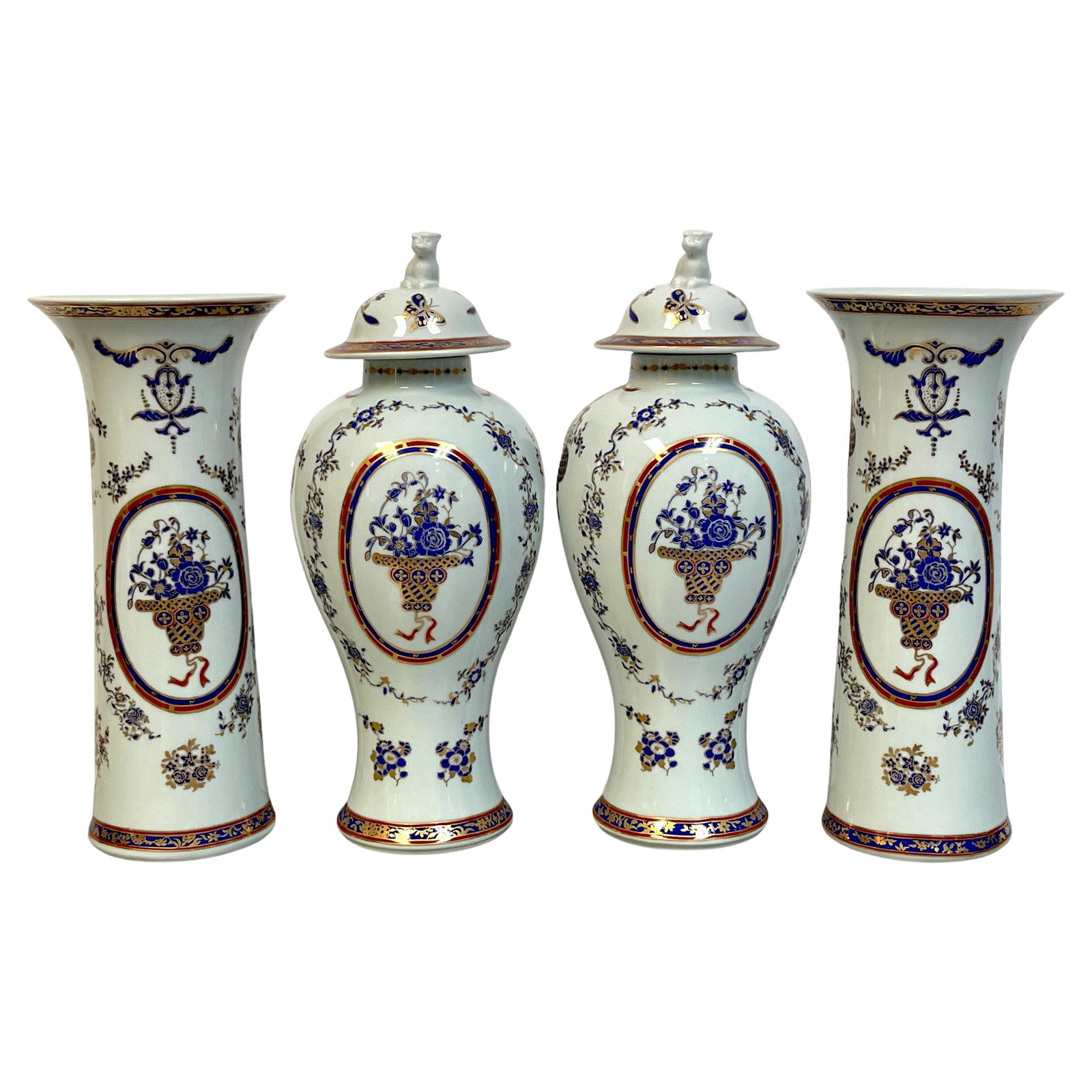 French Samson Porcelain 4-Piece Chinese Export Garniture Set (1 of 16)