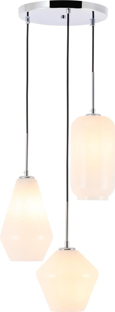 Elegant Lighting Gene Chrome Frosted White Pendant Lamp UL-Listed: Elegant Lighting Gene Chrome Frosted White Pendant Lamp UL-Listed Illuminate your space with the Classic Chrome and Frosted White Pendant, a stunning addition to your lighting collection. This pendant