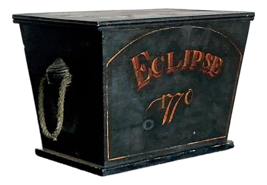 Hand-Painted Wooden Trunk with Eclipse 1770 Horse Motif English Vintage Decor (1 of 10)