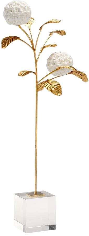 Chelsea House Ceramic Hydrangea Sculpture on Crystal Base: Chelsea House Ceramic Hydrangea Sculpture on Crystal Base This elegant vintage-style ceramic hydrangea sits atop a dazzling crystal base, combining classic charm with modern aesthetics. Crafted with m