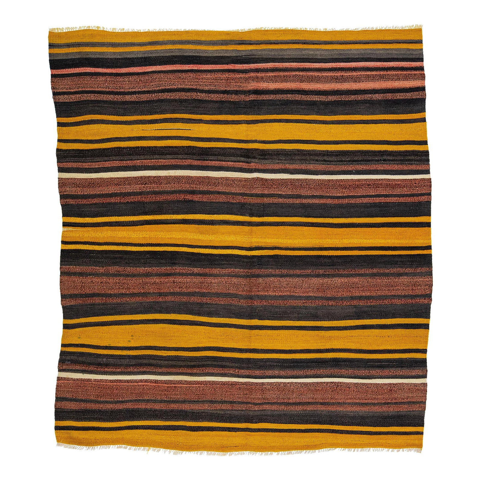 1960s Handmade Vintage Kilim Wool Rug Multicolor Geometric Design 5'10 x 6'8: 1960s Handmade Vintage Kilim Wool Rug Multicolor Geometric Design 5'10 x 6'8 This stunning vintage Kilim rug showcases a vibrant multicolor geometric stripe design, expertly hand-knotted from high-qua
