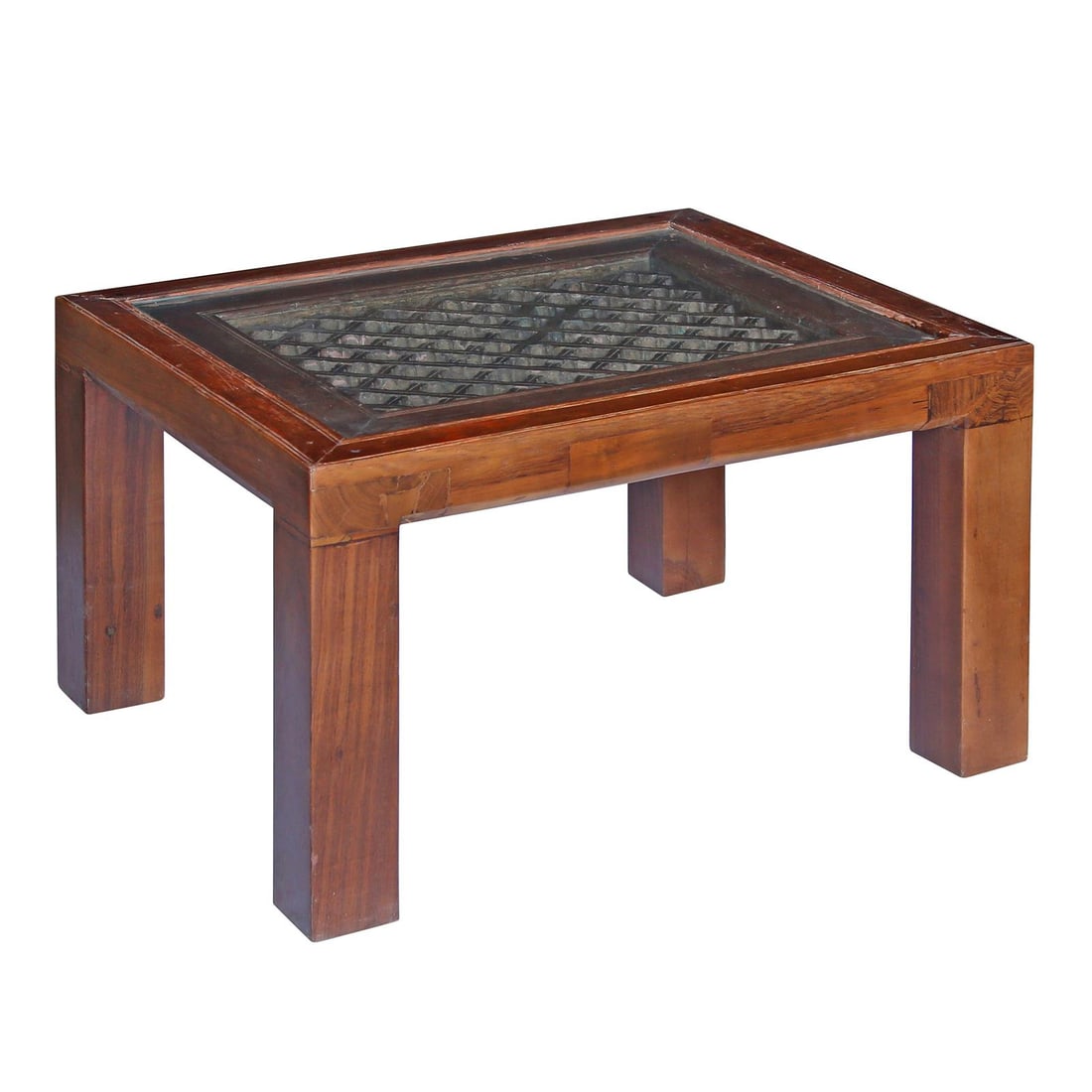 Indian Vintage Style Coffee Table Wood Glass 27x18 (1 of 1)