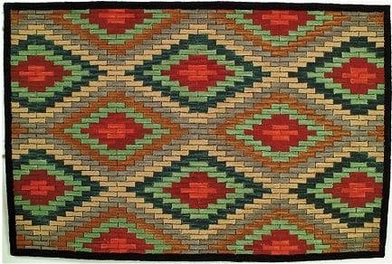 Navajo Style Geometric Wool Rug 4x6 from Ladders Collection: Navajo Style Geometric Wool Rug 4x6 from Ladders Collection Enhance your space with this artisanal wool rug showcasing a stunning Navajo style design. Crafted in an antique or vintage style, this rug 