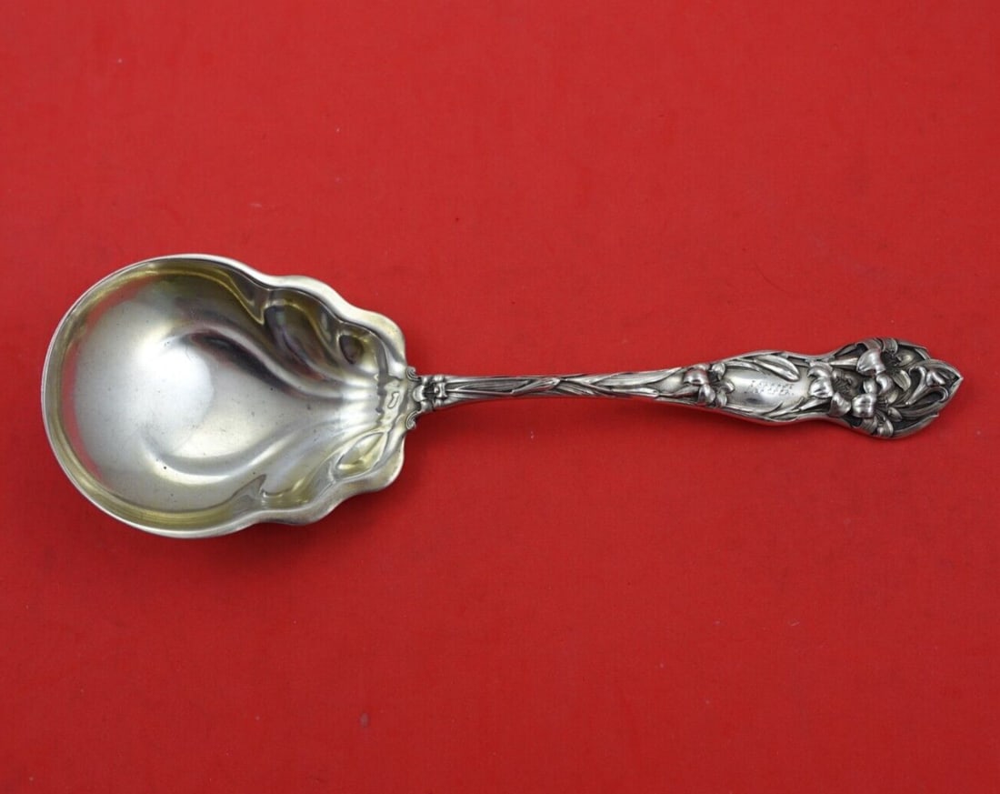 Watson Sterling Silver Serving Spoon Lily Pattern Engraved 1906 8.5 Inch (1 of 3)