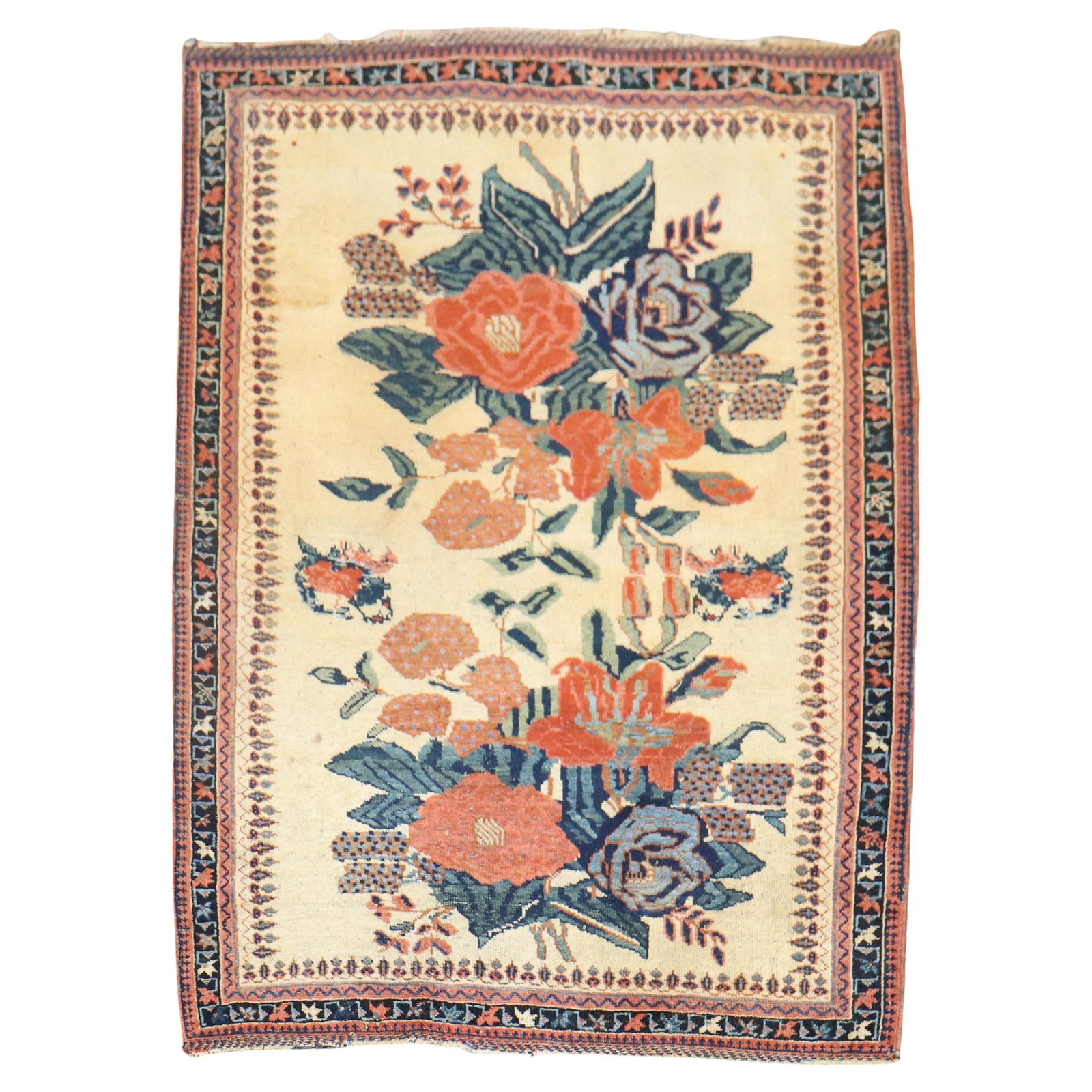 Vintage Persian Afshar Floral Hand-Woven Wool Rug 45 x 58 in: Vintage Persian Afshar Floral Hand-Woven Wool Rug 45 x 58 in Discover the beauty of this early 20th century Persian Afshar Tribal rug, showcasing a stunning floral design set against an ivory field. H