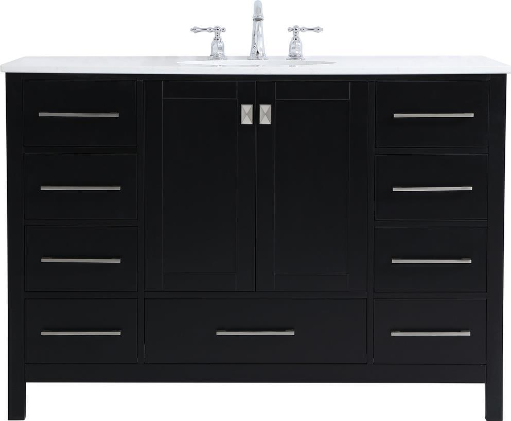 Elegant Lighting Black Transitional Bathroom Vanity 48in Brushed Nickel Finish (1 of 1)