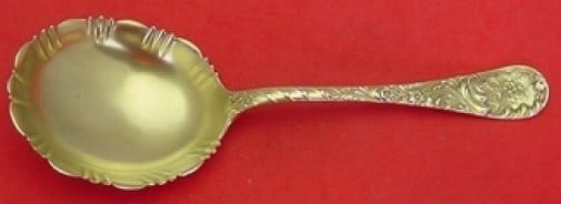 Wood & Hughes Louvre Sterling Silver Berry Spoon Light Vermeil 8.5": Wood & Hughes Louvre Sterling Silver Berry Spoon Light Vermeil 8.5" This elegant berry spoon from the Louvre pattern by Wood & Hughes is crafted from sterling silver and features a light vermeil finis