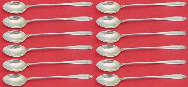 International Sterling Prelude Iced Tea Spoon Set 12 Pieces 7 3/8 Inch (1 of 3)