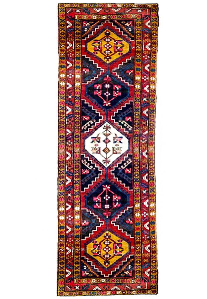 Dark Brown Semi-Antique Persian Hamadan Runner 3'9 x 14' Handmade (1 of 5)