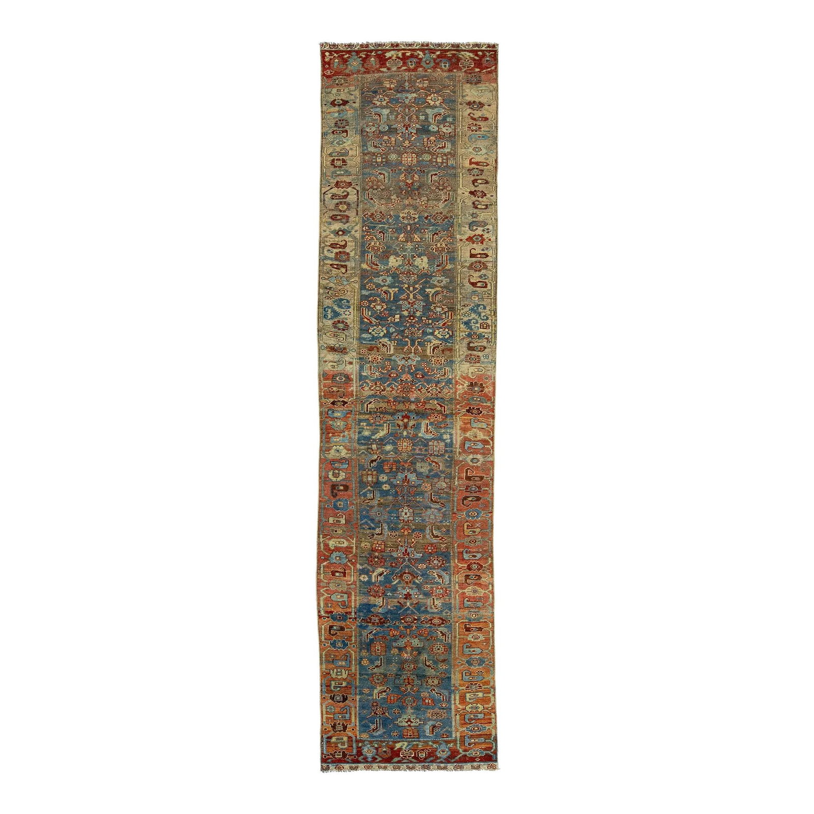 Vintage 1980s Persian Bidjar Floral Wool Runner Rug 3'1 x 12'8 (1 of 8)