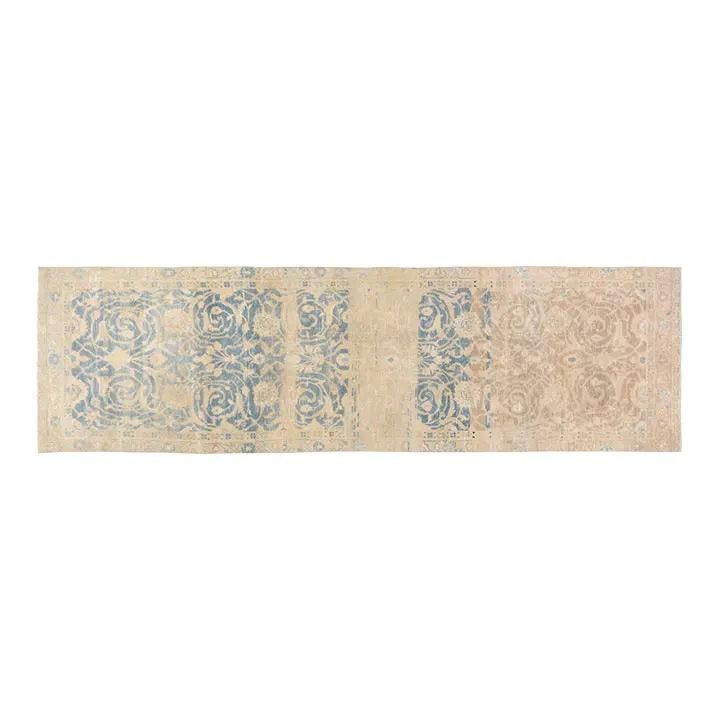 Turkish Wool Runner Hand Knotted 3'1" x 11' Vintage Tan Rug: Turkish Wool Runner Hand Knotted 3'1" x 11' Vintage Tan Rug This vintage Turkish hand-knotted wool rug showcases traditional craftsmanship with a modern design sensibility. Its durable wool constructi