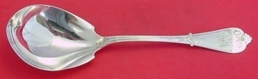 Tiffany & Co Beekman Sterling Silver Ice Cream Spoon 9" Monogrammed: Tiffany & Co Beekman Sterling Silver Ice Cream Spoon 9" Monogrammed This exquisite serving spoon, crafted from sterling silver, is a true collector's item from Tiffany & Co. The spoon features the ele