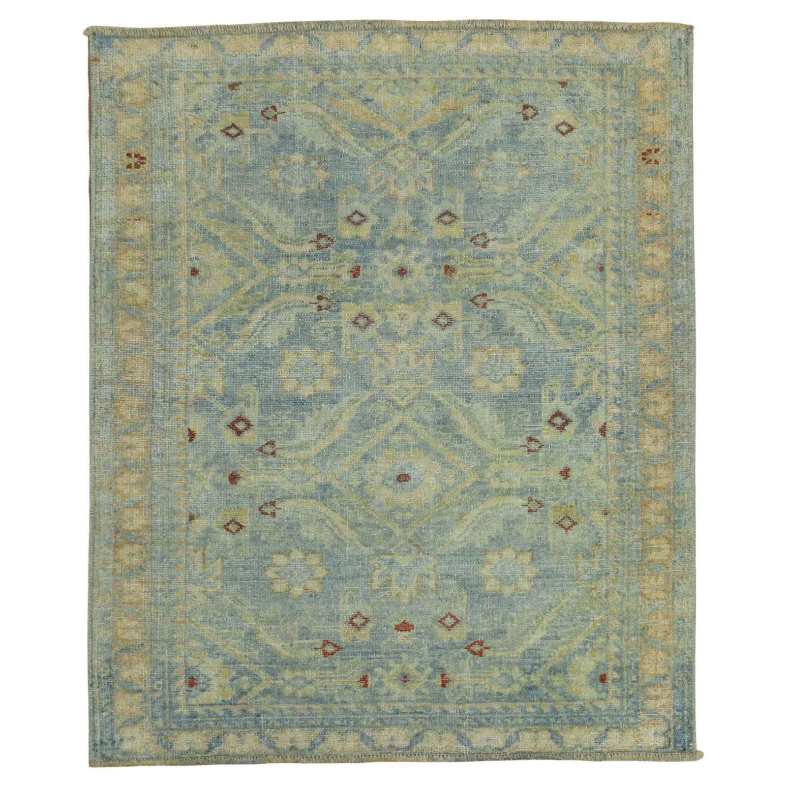 Powder Blue Persian Malayer Hand-Knotted Mini Rug Circa 1920: Powder Blue Persian Malayer Hand-Knotted Mini Rug Circa 1920 This exquisite Persian Malayer mini rug features a beautiful powder blue background with intricate designs in ivory and turquoise. Hand-kno