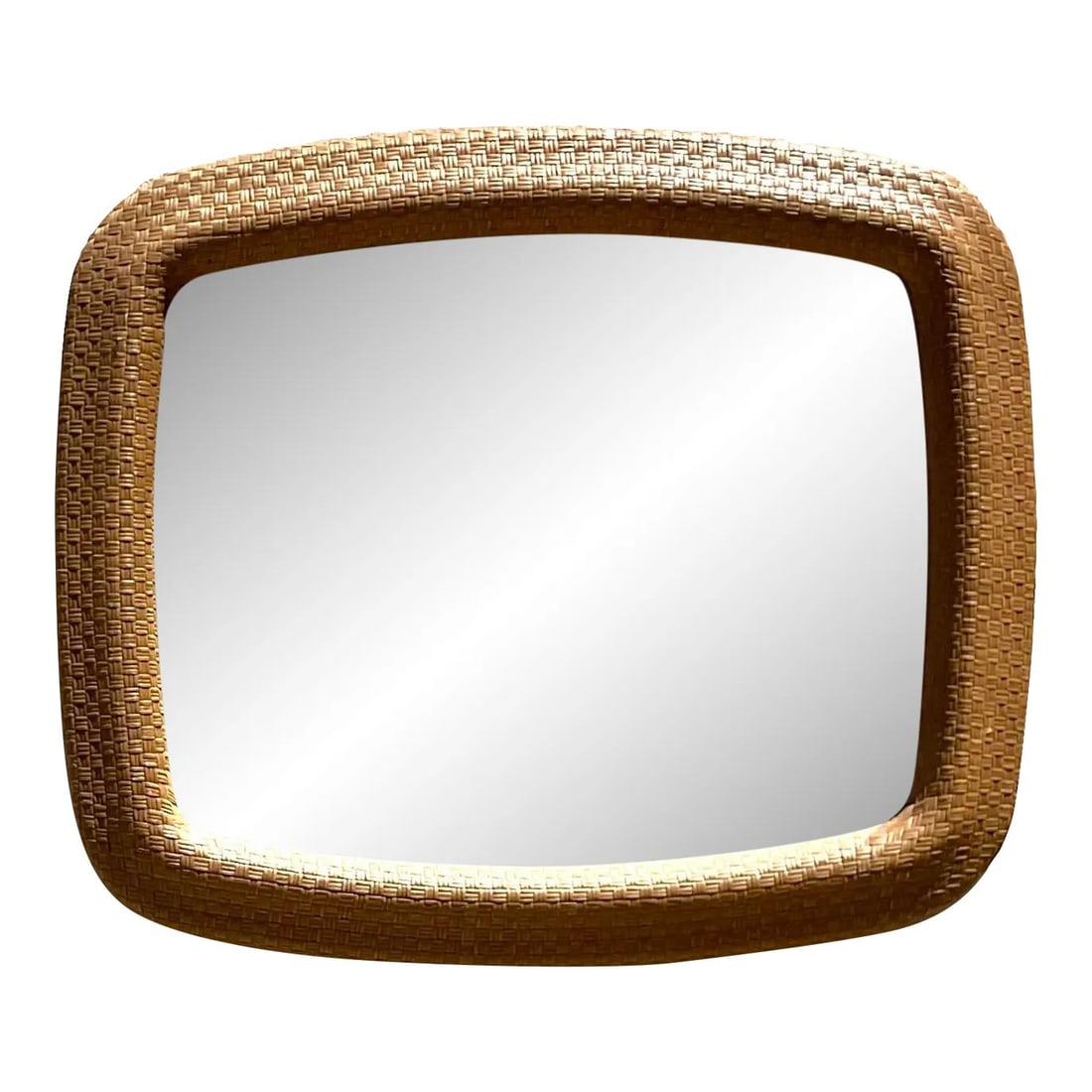 Vintage Coastal Woven Rattan Wall Mirror 54 x 45.5 Chocolate (1 of 4)